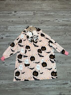 cupcakes & cashmere Pink Halloween Hooded Womens Robe with Pumpkin & Ghost Print